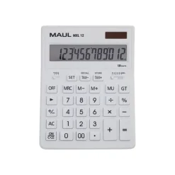 Calculatrice de bureau Maul MXL 12 - 12 chiffres - panneau solaire et pile - blanc