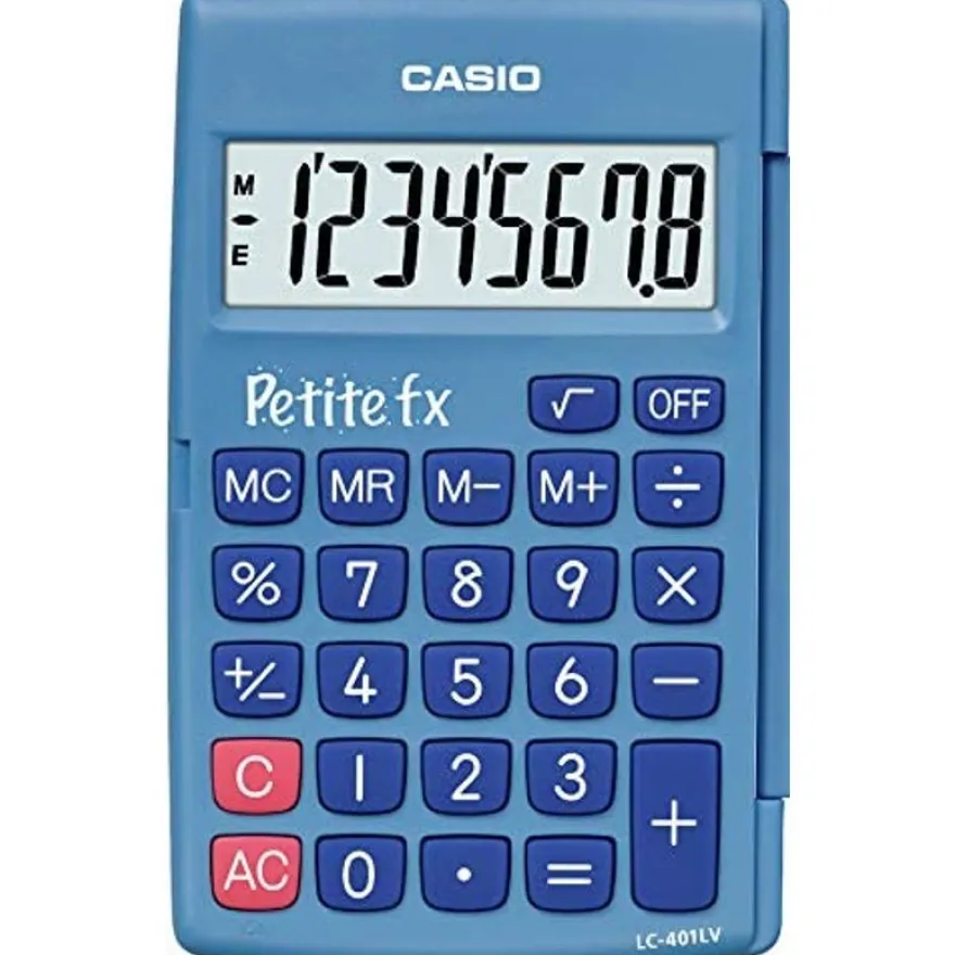 Calculatrice de poche Casio Petit-FX LC-401LV - 8 chiffres - alimentation batterie - bleu