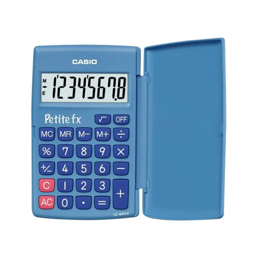 Calculatrice de poche Casio Petit-FX LC-401LV - 8 chiffres - alimentation batterie - bleu