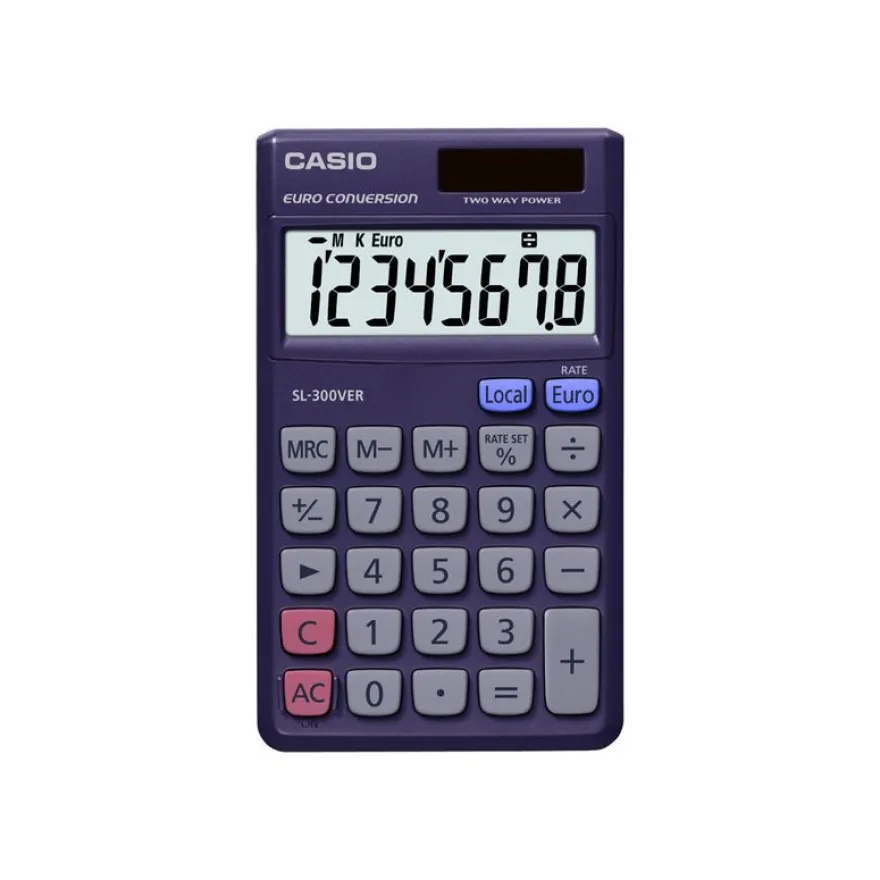 Calculatrice de poche Casio SL-300VER - 8 chiffres - alimentation batterie et solaire