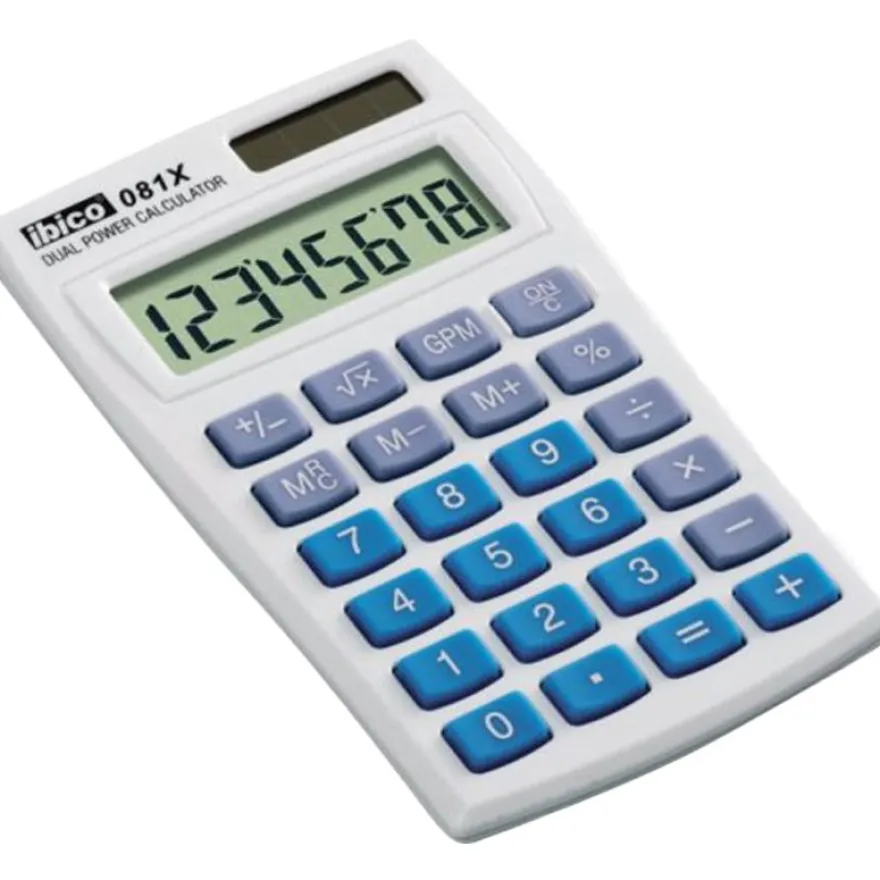 Calculatrice de poche Ibico 081X - 8 chiffres - alimentation batterie et solaire