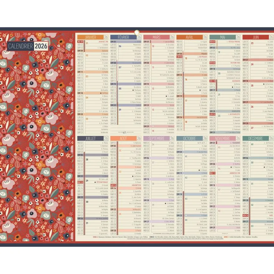 Calendrier bancaire BOUCHUT "Planning Mensuel" 32 x 42 cm Pefc 70 %