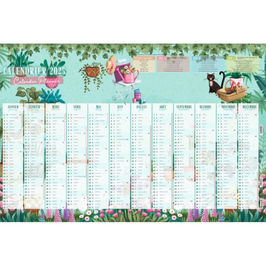 Calendrier bancaire 40x65 cm - Le Jardin