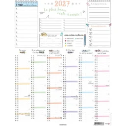 Calendrier Bullet - papier recyclé - 6 mois par face - 32 x 42 cm - Oberthur