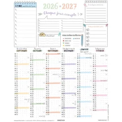 Calendrier Bullet - papier recyclé - 6 mois par face - 21 x 26,5 cm - Oberthur