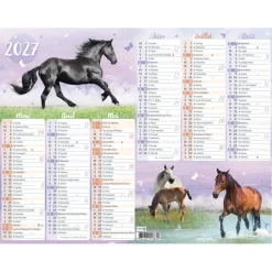 Calendrier Cheval - 6 mois par face - 21 x 26,5 cm - Oberthur