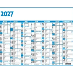 Calendrier Classic - 7 mois par face - 55 x 43 cm - bleu - Oberthur
