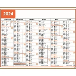 Calendrier Classique - 6 mois par face - 40,5 x 55 cm - Oberthur