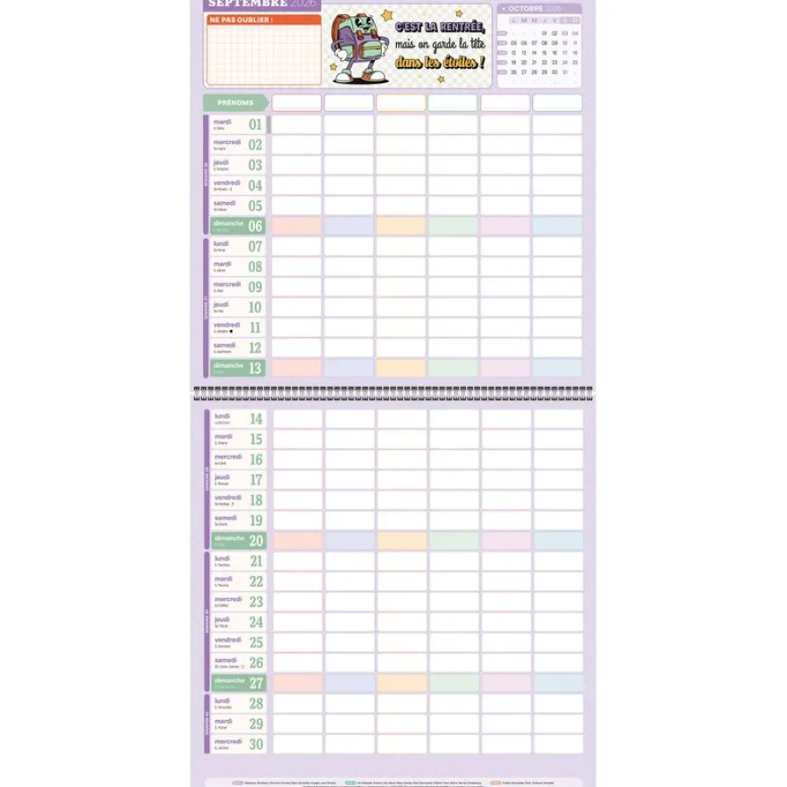 Calendrier Famille - 30 x 30 cm - Bouchut