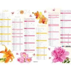 Calendrier Fleurs - 6 mois par face - 32 x 42 cm - Oberthur