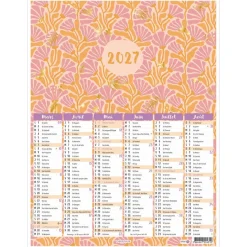 Calendrier Fleurs rétro - 6 mois par face - 32 x 42 cm - Oberthur