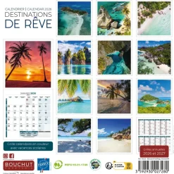 Calendrier illustré BOUCHUT 15 x 15 cm DESTINATIONS DE REVE Pefc 70 %