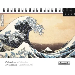 Calendrier mensuel à spirales 16x18 cm - Art japonais