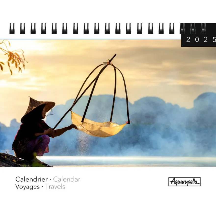 Calendrier mensuel à spirales 16x18 cm - Voyages
