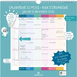 Calendrier mensuel d'organisation - 30 x 30 cm - Oberthur