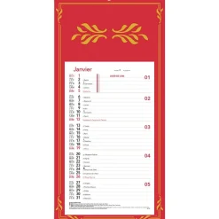 Calendrier mensuel en papier sur plaque skytos - 16 x 33 cm - disponible dans différentes couleurs - Oberthur