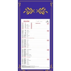 Calendrier mensuel en papier sur plaque skytos - 20 x 41 cm - disponible dans différentes couleurs - Oberthur