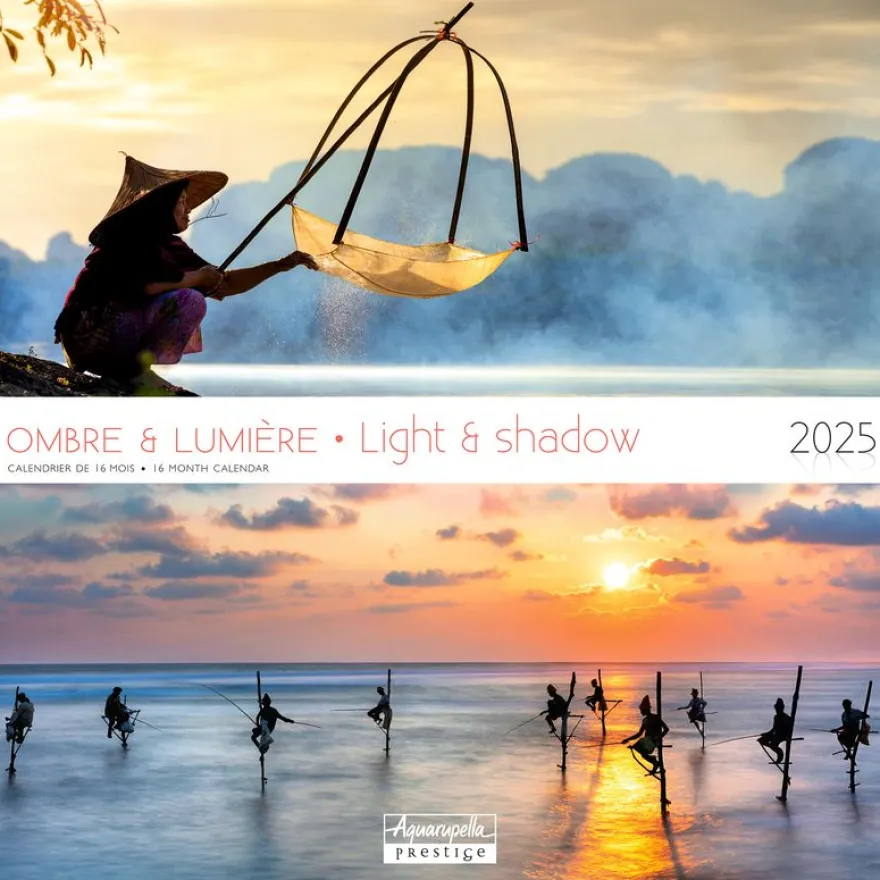 Calendrier mensuel 30x30 cm - 16 mois - Prestige Ombre et lumière