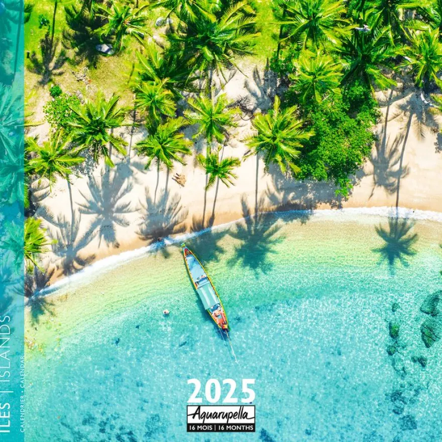 Calendrier mensuel 30x30 cm - 16 mois - Iles