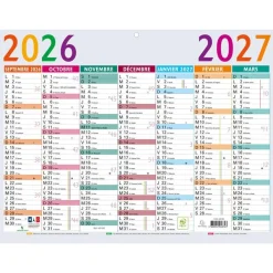 Calendrier Multicolore - 7 mois par face - 29,5 x 22 cm - Septembre à Septembre - Exacompta