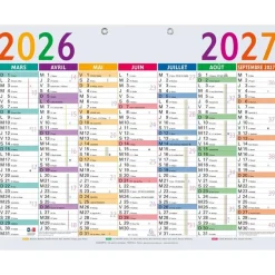 Calendrier Multicolore - 7 mois par face - 43 x 33,5 cm - Septembre à Septembre - Exacompta