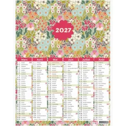 Calendrier Petites Fleurs - 6 mois par face - 32 x 42 cm - Oberthur