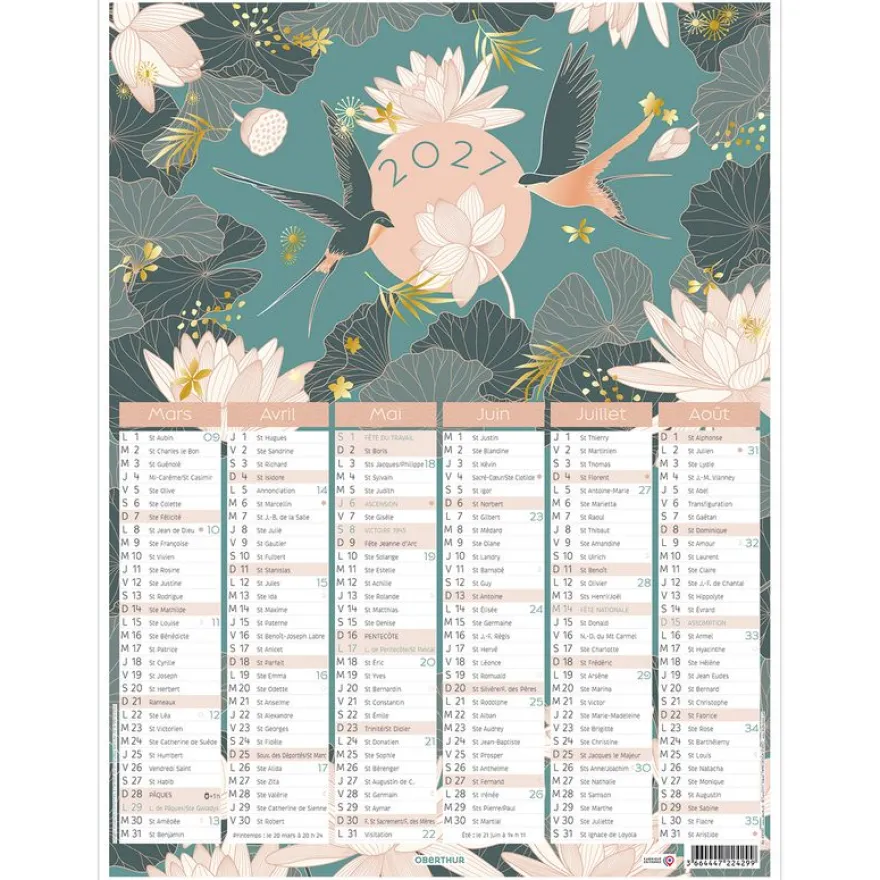 Calendrier Tokyo - 6 mois par face - 21 x 26,5 cm - Oberthur