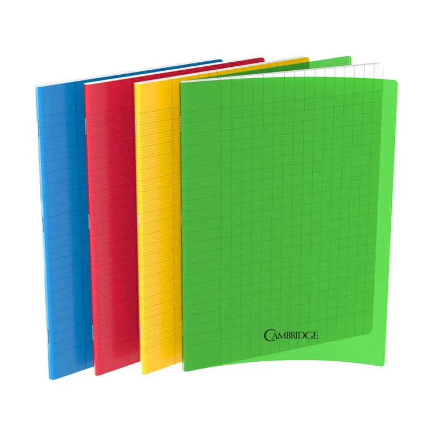 Cambridge - Cahier polypro 24 x 32 cm - 96 pages - grands carreaux (Seyes) - disponible dans différentes couleurs