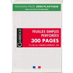 Cambridge - feuillets mobiles - 300 pages - A4 - grands carreaux (Seyes) - perforées