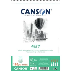Canson 1557 - Album dessin - 30 feuilles - A4+ - 180 gr - blanc