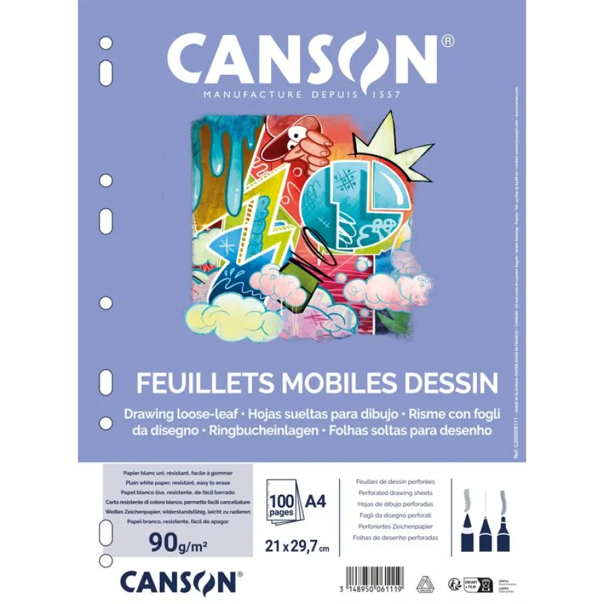Canson - 50 feuilles à dessin - A4 - 90G - blanc