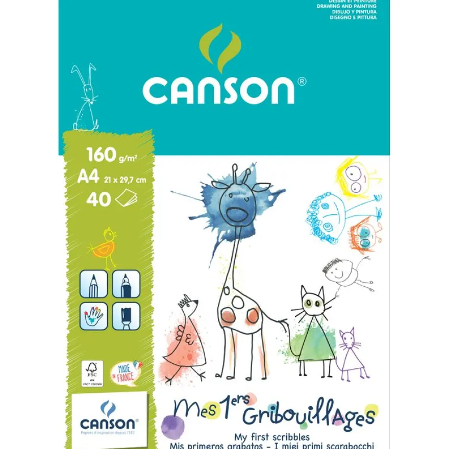 Canson - Bloc Canson Mes 1ers gribouillages - 40 feuilles - A4 - 160 gr
