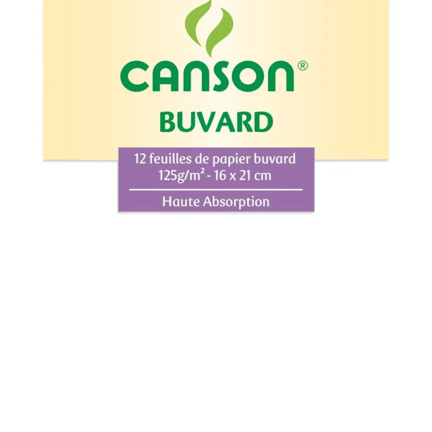 Canson - Pochette buvard - 12 feuilles - 16 x 21 cm - 125g - blanc