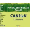 Canson - Pochette papier à dessin recyclé - 10 feuilles - 24 x 32 cm - 160 gr - blanc
