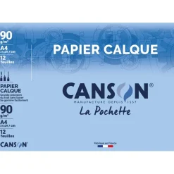 Canson - Pochette papier à dessin calque - 12 feuilles - A4 - 90G