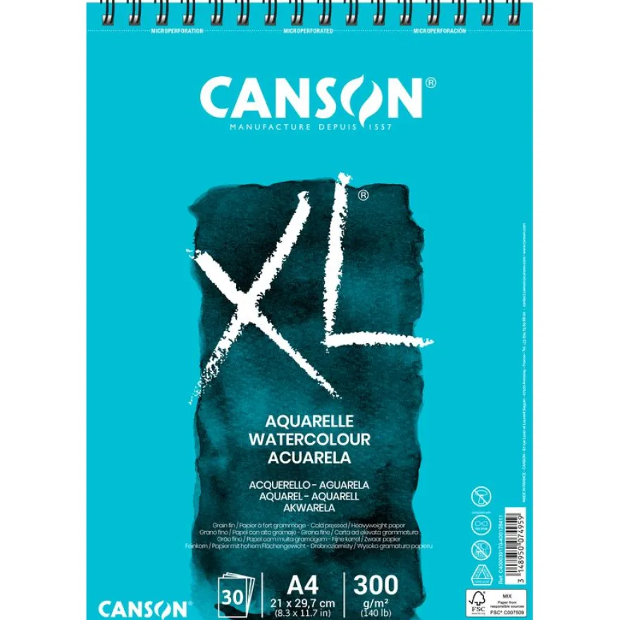 CANSON Aquarelle - bloc à dessins - XL - A4 - 30 feuilles