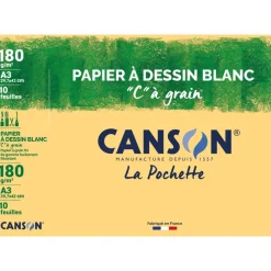 Canson C à grain - Pochette papier à dessin - 10 feuilles - A3 - 180 gr - blanc