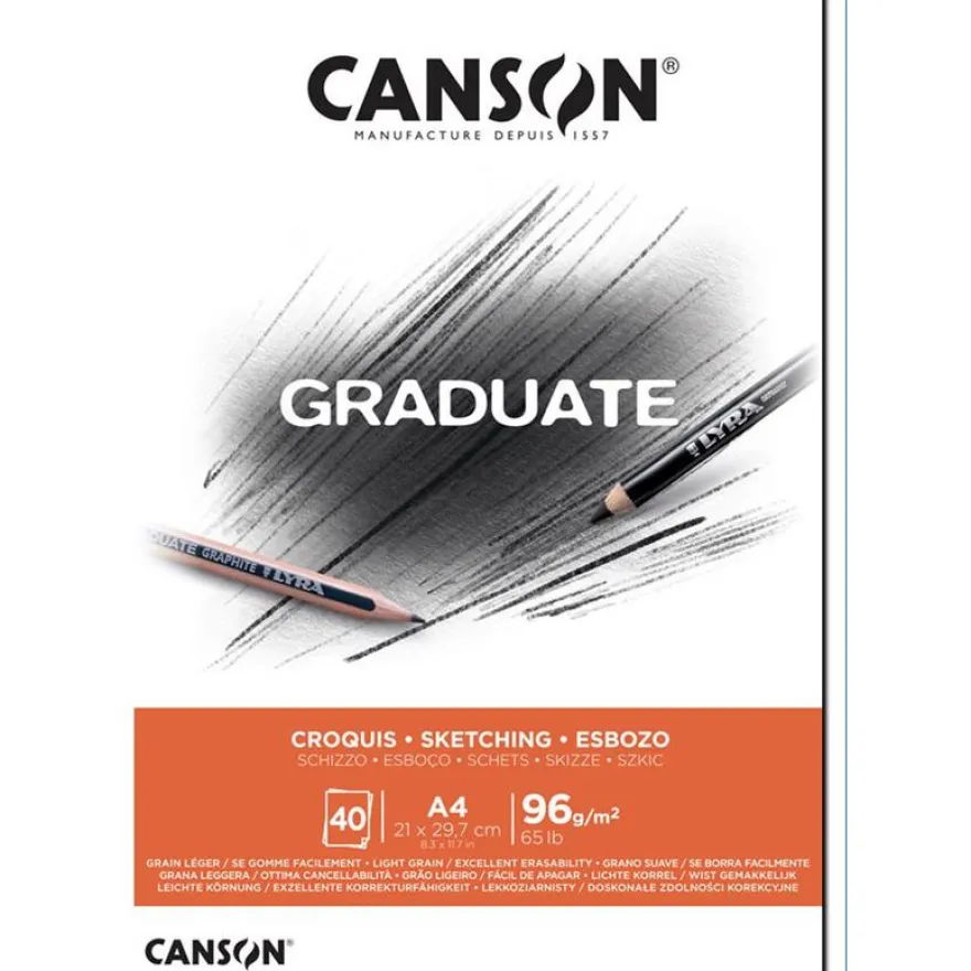 Canson Graduate - Bloc dessin croquis - 40 feuilles - A4 - 96 gr