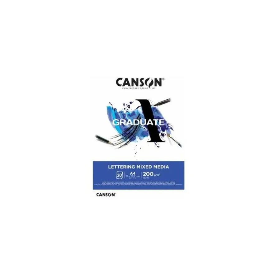 Canson Graduate Lettering Mixed Media - Bloc dessin - 20 feuilles - A3 - 200 gr