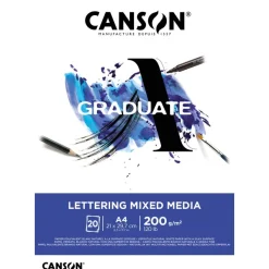Canson Graduate Lettering Mixed Media - Bloc dessin - 20 feuilles - A4 - 200 gr