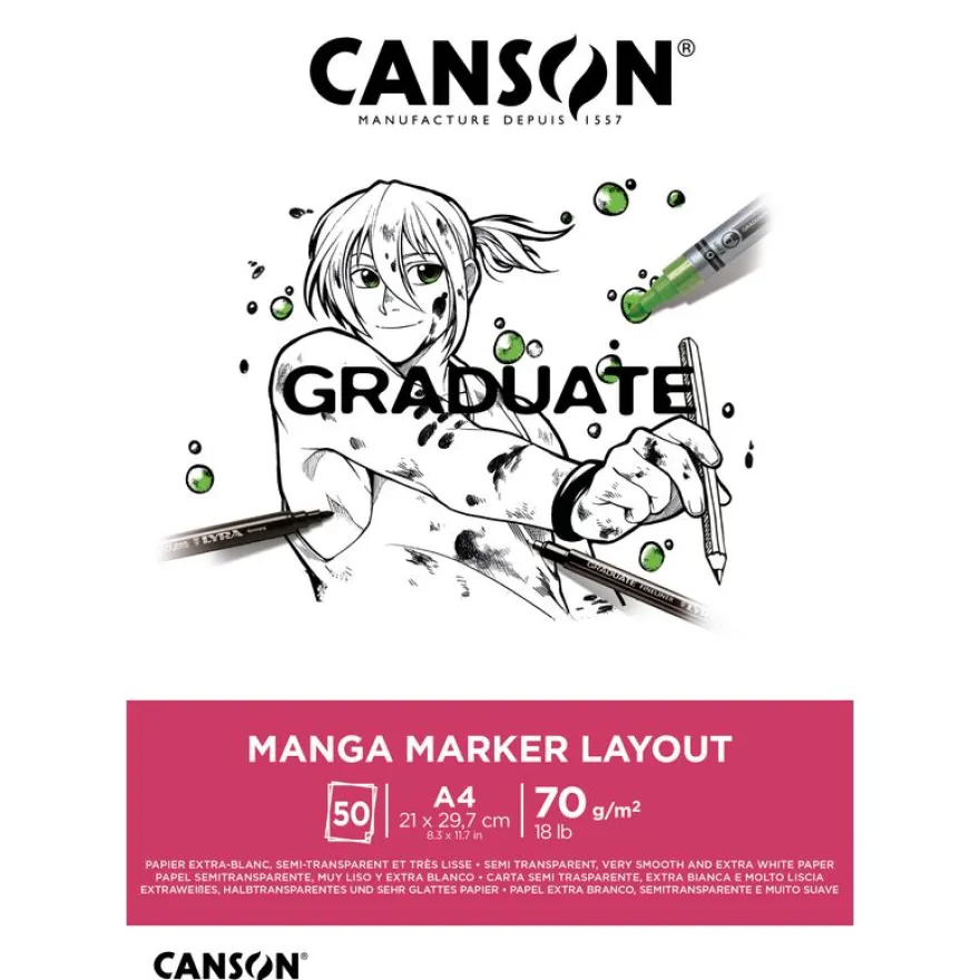 Canson Graduate Manga Marker Layout - Bloc dessin - 50 feuilles - A4 - 70 gr