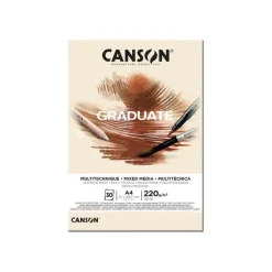 Canson Graduate Mix Media - Bloc dessin - 30 feuilles - A4 - 220 gr - naturel