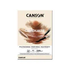 Canson Graduate Mix Media - Bloc dessin - 30 feuilles - A3 - 220 gr - naturel