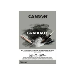 Canson Graduate Mix Media - Bloc dessin - 30 feuilles - A3 - 220 gr - gris
