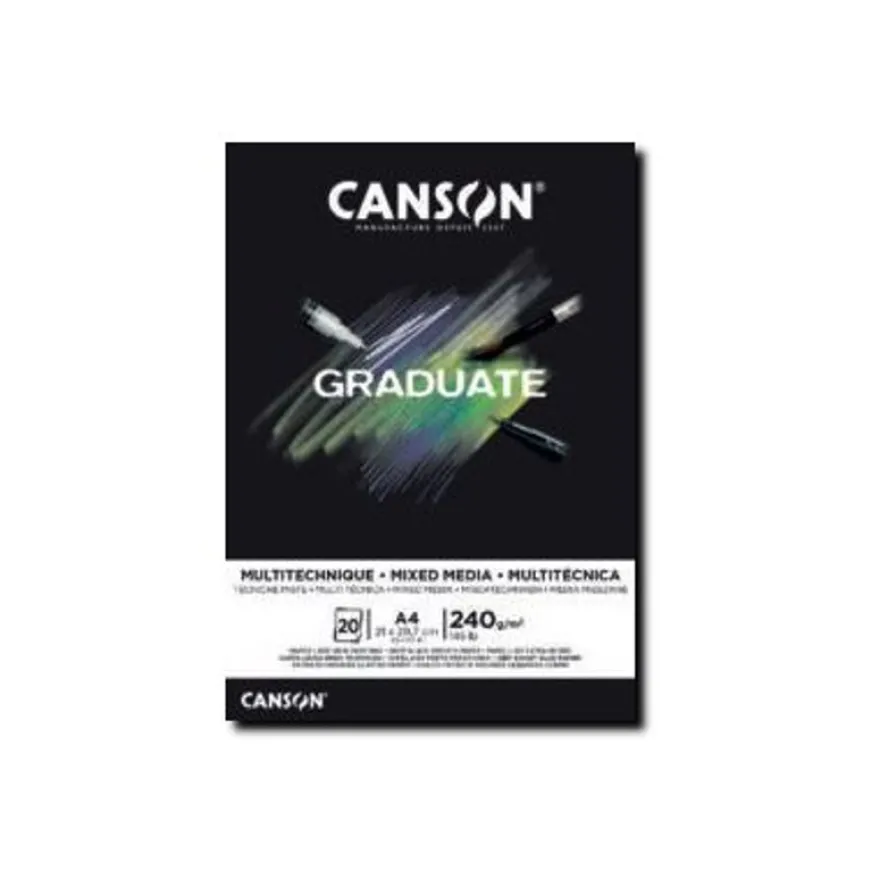 Canson Graduate Mix Media - Bloc dessin - A5 - 240 gr - noir
