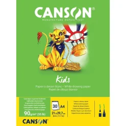 Canson Kids - Bloc dessin - 30 feuilles - A4 - 90 gr - blanc