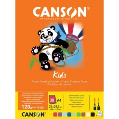 Canson Kids Création - Bloc dessin - 30 feuilles - A4 - 120 gr - couleurs assorties