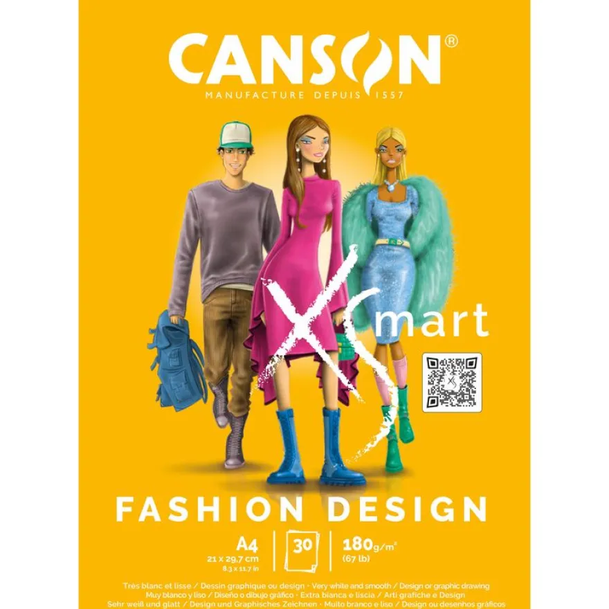 Canson Xsmart - Bloc dessin graphic design - 30 feuilles - A4 - 180 gr