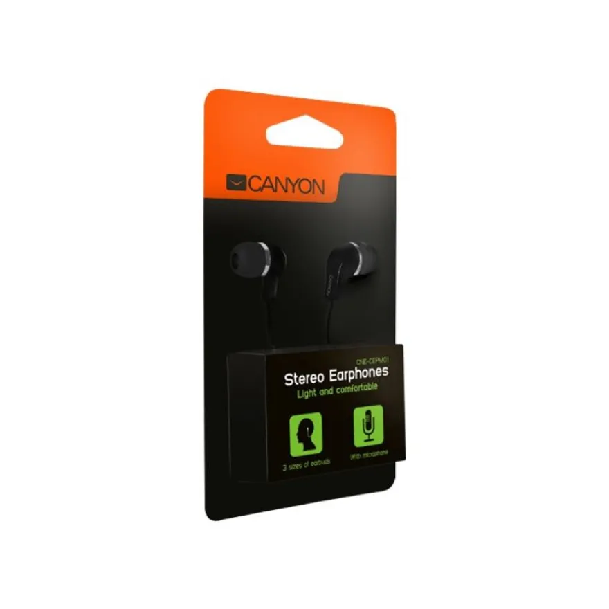 CANYON Kit main libre - Ecouteurs filaire avec micro - intra-auriculaire - noir