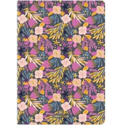 Carnet A6 ligné/petits carreaux Salto fleurs mauves